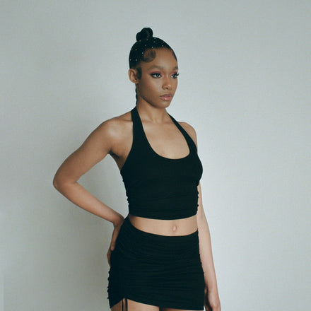 Black Halter Crop Top