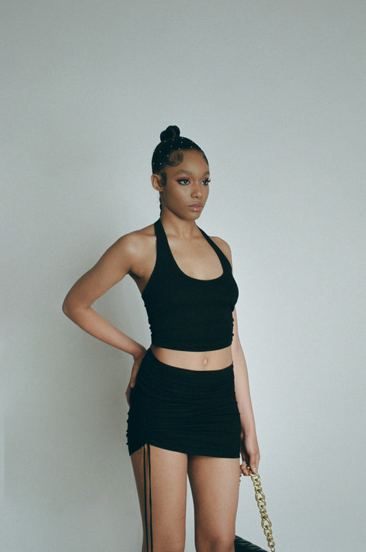 Black Halter Crop Top
