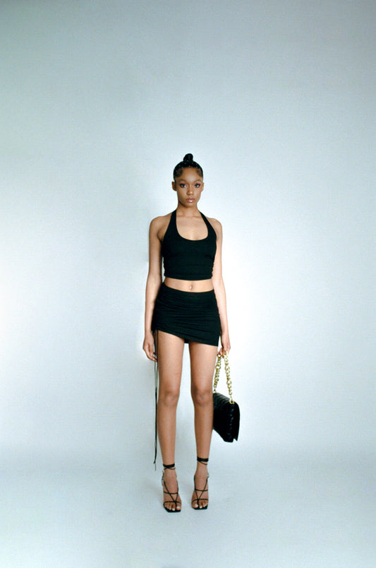 Black Halter Crop Top